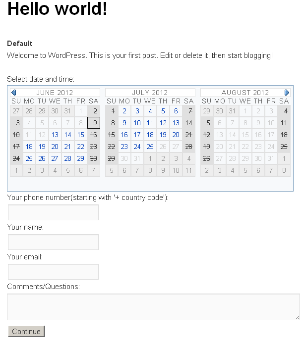 reservation form