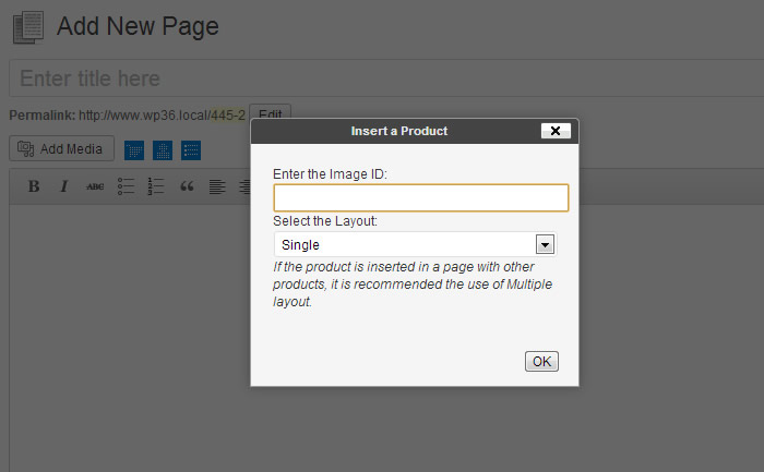 Dialog for image's insertion