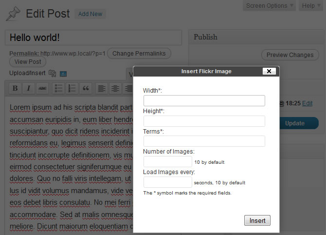 Photoshow insertion form
